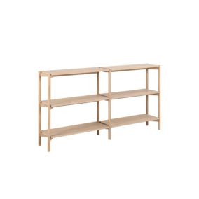 Bibliothèque basse scandinave en chêne blanchi 4 tablettes - BRENDA