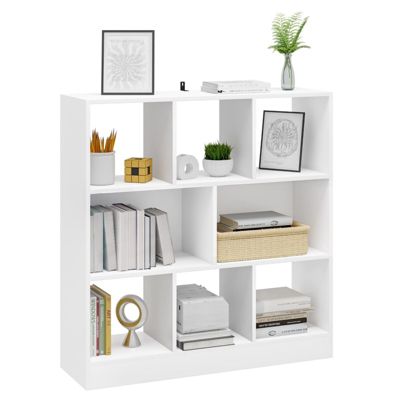 Bibliothèque Bois Blanc Rangement Ouvert Separateur Salon Chambre