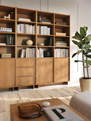 Bibliothèque, chêne caramel, 98 x 201 x 39 cm