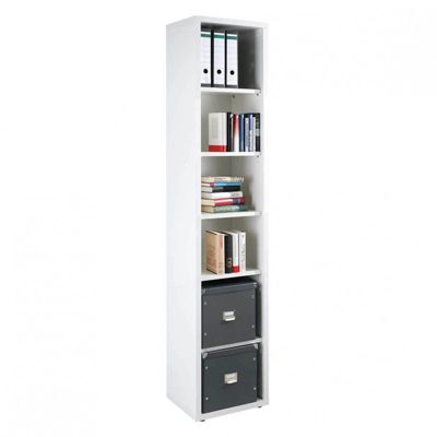 Bibliothèque colonne 217 cm 6 niches décor blanc - REVERSO