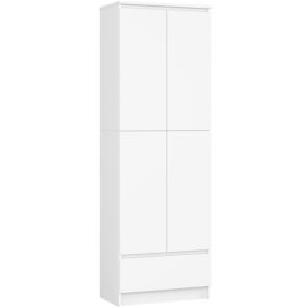 Bibliothèque de bureau AKORD R60 Blanche 60 cm 4 portes 1 tiroir façade Blanche 4 étagères 60x35x180 cm