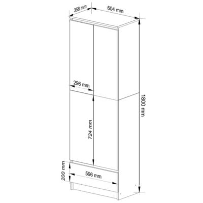 Bibliothèque de bureau AKORD R60 Blanche 60 cm 4 portes 1 tiroir façade Blanche 4 étagères 60x35x180 cm