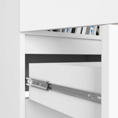 Bibliothèque de bureau AKORD R60 Blanche 60 cm 4 portes 1 tiroir façade Blanche 4 étagères 60x35x180 cm