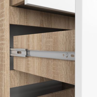 Bibliothèque de bureau AKORD R60 Chêne Sonoma 60 cm 3 tiroirs façade Blanche 3 étagères 60x35x180 cm