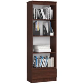 Bibliothèque de bureau AKORD R60 Wengé 60 cm 1 tiroir façade Wengé 4 étagères 60x35x180 cm