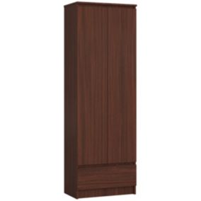Bibliothèque de bureau AKORD R60 Wengé 60 cm 2 portes 1 tiroir façade Wengé 4 étagères 60x35x180 cm