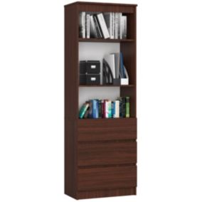 Bibliothèque de bureau AKORD R60 Wengé 60 cm 3 tiroirs façade Wengé 3 étagères 60x35x180 cm