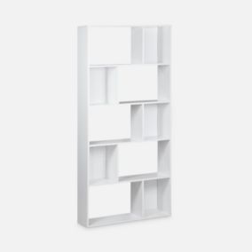 Bibliothèque design asymétrique   Pieter   5 étagères. 10 compartiments de rangement. 83x23x173cm