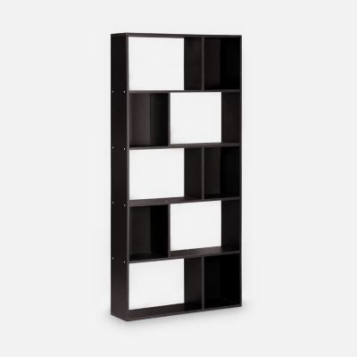 Bibliothèque design asymétrique   Pieter   5 étagères. 10 compartiments de rangement. 83x23x173cm