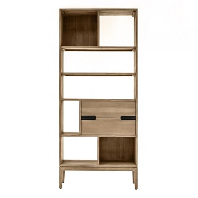 Bibliothèque en bois 2 niches 2 tiroirs H.195 cm - KASSIA