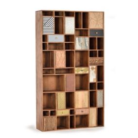 Bibliothèque en bois de manguier couleur noyer clair