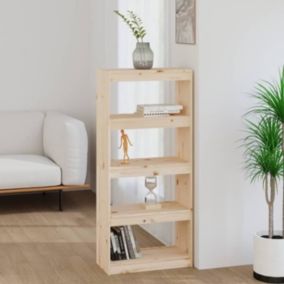 Bibliothèque en bois de pin 60x30x135,5 cm - VidaXL - étagère à livres avec 4 compartiments spacieux - Beige