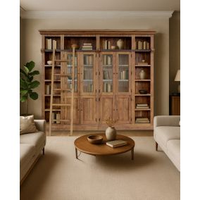 Bibliothèque en bois massif de teck recyclé 250 cm - Uniqka