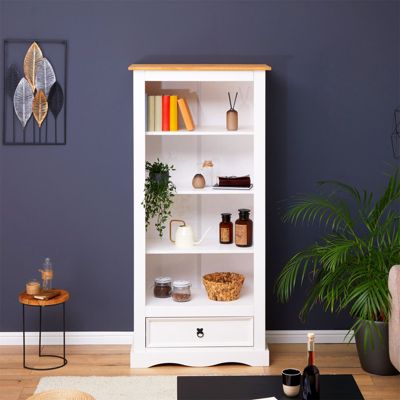 Bibliothèque Suspendue Bilbao 4P Blanc - Étagère Murale 100x60x16 Cm Pour Salon Et Bureau