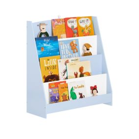 Bibliothèque Enfant Étagère à Livres 4 Compartiments Bleu et Blanc KMB32-B SoBuy