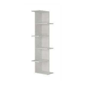 Bibliothèque Fafnir, Etagère de bureau, Porte-livre mobile, Librairie, 37x24h141 cm, Blanc