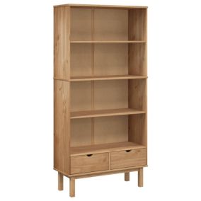 Bibliothèque OTTA avec 2 tiroirs Marron Bois massif pin vidaXL