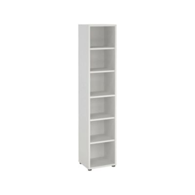 Bibliothèque Pabuk, Etagère de bureau, Porte-livre mobile, Librairie, 47x40 h222 cm, Blanc