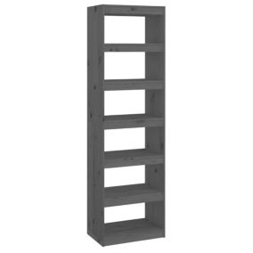 Bibliothèque/Séparateur de pièce Gris 60x30x199,5 cm Pin solide