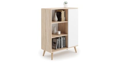 Bibliothèque scandinave FAMMY - Chêne claire - Blanc