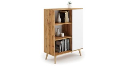 Bibliothèque scandinave FAMMY - Chêne foncé - Blanc
