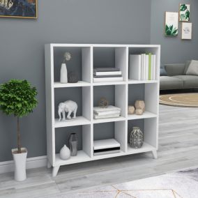 Bibliothèque Svedala à 9 compartiments de rangement 100 x 88 x 20 cm blanc en.casa