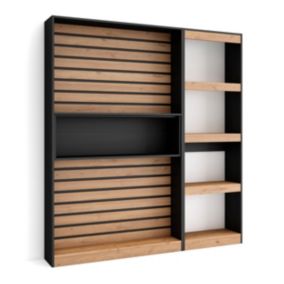Bibliothèque Étagère 170x186x25cm couleur chêne et noir
