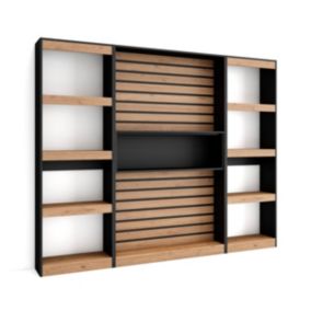 Bibliothèque Étagère 230x25x186cm couleur chêne et noir