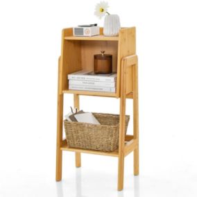 Bibliothèque Étagère à 3 Niveaux en Bambou,Pieds et Bords Surélevés,Moderne & Naturel,Convient pour Chambre,Salon
