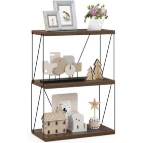Bibliothèque Étagère à 3 Niveaux Ouverte Cadre Métallique Robuste Style Industriel pour Salon Bureau Hauteur 82cm