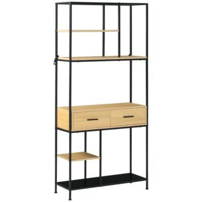 Étagère Murale Industrielle AKORD Noire 80 Cm Façade Chêne Artisan 6 Etageres 80x32x192 Cm 87836241