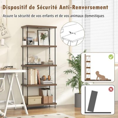 Bibliothèque à 3 Niveaux Avec Roulettes De Style Industriel - Étagères