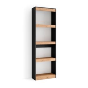 Bibliothèque Étagère 60x186x25cm couleur chêne et noir