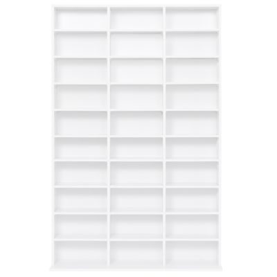 Bibliothèque étagère CD CEYLIA 30 cases avec étagères modulables bois blanc