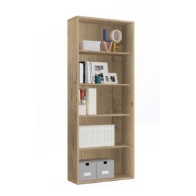 Bibliothèque, étagère de rangement coloris chêne doré - Longueur 75,50 x hauteur 196,50 x Profondeur 33 cm