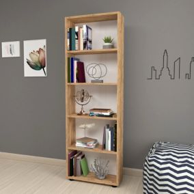 Bibliothèque Vara à 5 niveaux 172 x 55 x 20 cm effet chêne en.casa