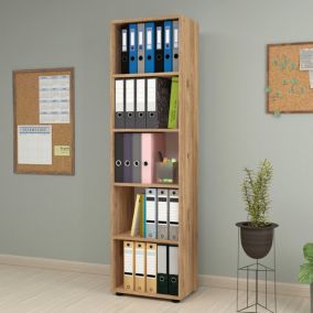 Bibliothèque Vara à 5 niveaux 178 x 49 x 30 cm effet chêne en.casa