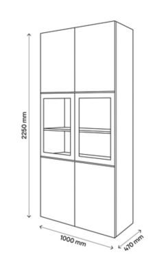 Bibliothèque blanche avec 2 portes vitrées GoodHome Atomia H. 225 x L. 100 x P. 47 cm
