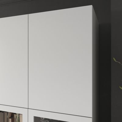 Bibliothèque blanche avec 2 portes vitrées GoodHome Atomia H. 225 x L. 100 x P. 47 cm