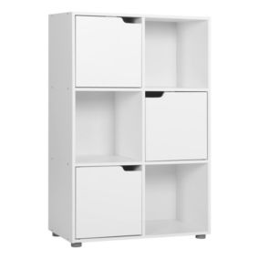 Bibliotheque Blanche Bois Rangement Etagères + Portes Salon Chambre