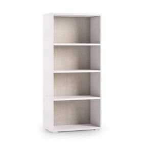 Bibliotheque Ddjuri, Bibliotheque avec 3 Etageres réglables, Etagere à livres, 60x30h130 cm, Blanc et Chêne