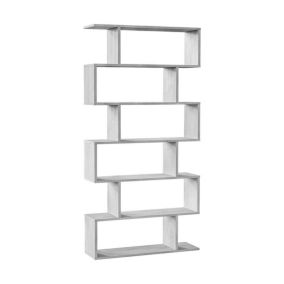 Bibliotheque Dfomme, Bibliotheque haute double face, Etagere de séparation avec 5 Etageres, 80x24h192 cm, Gris béton