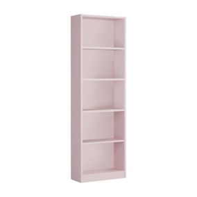 Bibliotheque Dmacagg, Bibliotheque haute avec 5 Etageres, Etagere de bureau ou de chambre,, 52x25h180 cm, Rose
