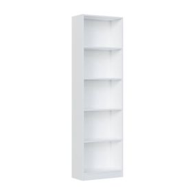 Bibliotheque Dmacagg, Bibliotheque haute avec 5 Etageres, Etagere de bureau ou de chambre,, 52x25h80 cm, Blanc