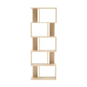 Bibliotheque Etageres Bois Beige Design Moderne 172,5x60x24
