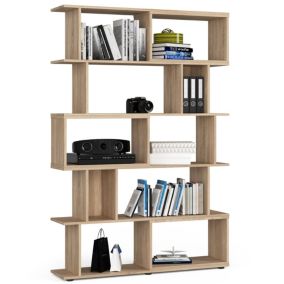 Bibliotheque FIX Chêne Sonoma 120 cm façade Chêne Sonoma 10 étagères 120x28,4x177 cm