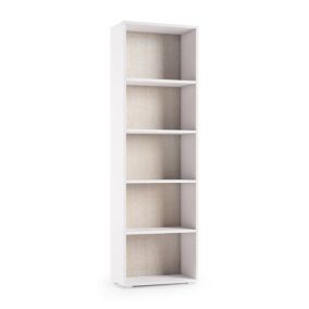 Bibliotheque Girasole, Bibliotheque avec 4 Etageres réglables, Etagere à livres, 60x30h195 cm, Blanc et Chêne