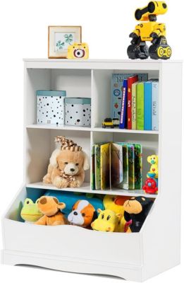 Bibliotheque Multifonctionnelle pour Enfants a 3 Niveaux,Armoire de Rangement pour Jouets pour Enfants(Blanc)