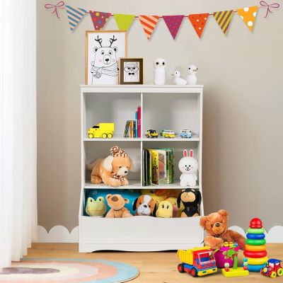 Bibliotheque Multifonctionnelle pour Enfants a 3 Niveaux,Armoire de Rangement pour Jouets pour Enfants(Blanc)