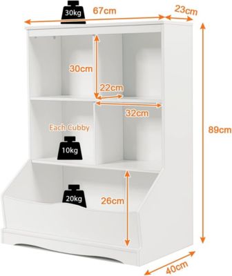 Bibliotheque Multifonctionnelle pour Enfants a 3 Niveaux,Armoire de Rangement pour Jouets pour Enfants(Blanc)